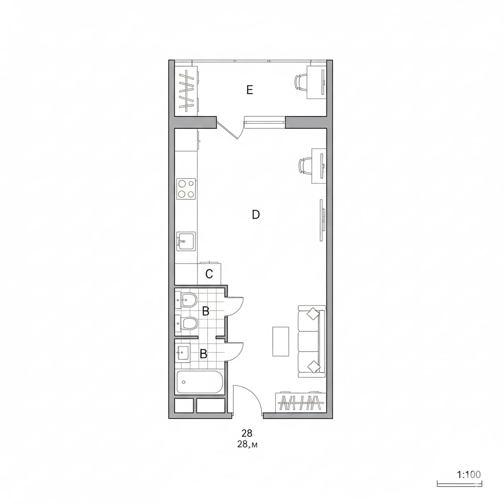 Студия, 31 м²